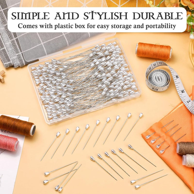 Kogyxe Corsage Pins, 250 Pcs Boutonniere Pins, Long Teardrop Pearl Head Pins, White Straight Head for DIY Decoration, Wedding, Jewelry Flower Decoration - Image 3